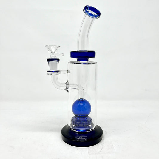 Waterpipe 10" Glass Blue Base Shower Perc