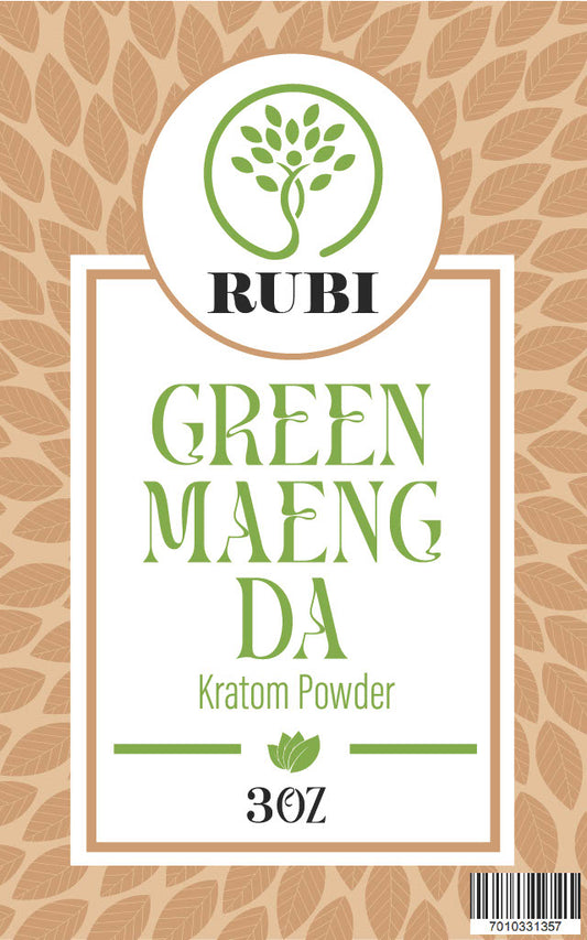 Rubi Kratom Powder 3OZ Green Maeng Da