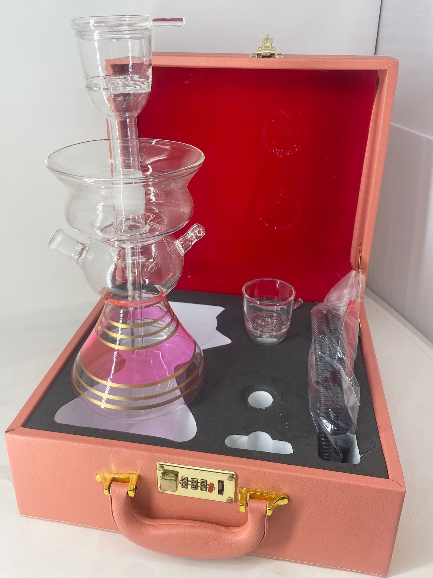 Hookah Suit Case Pink Glass