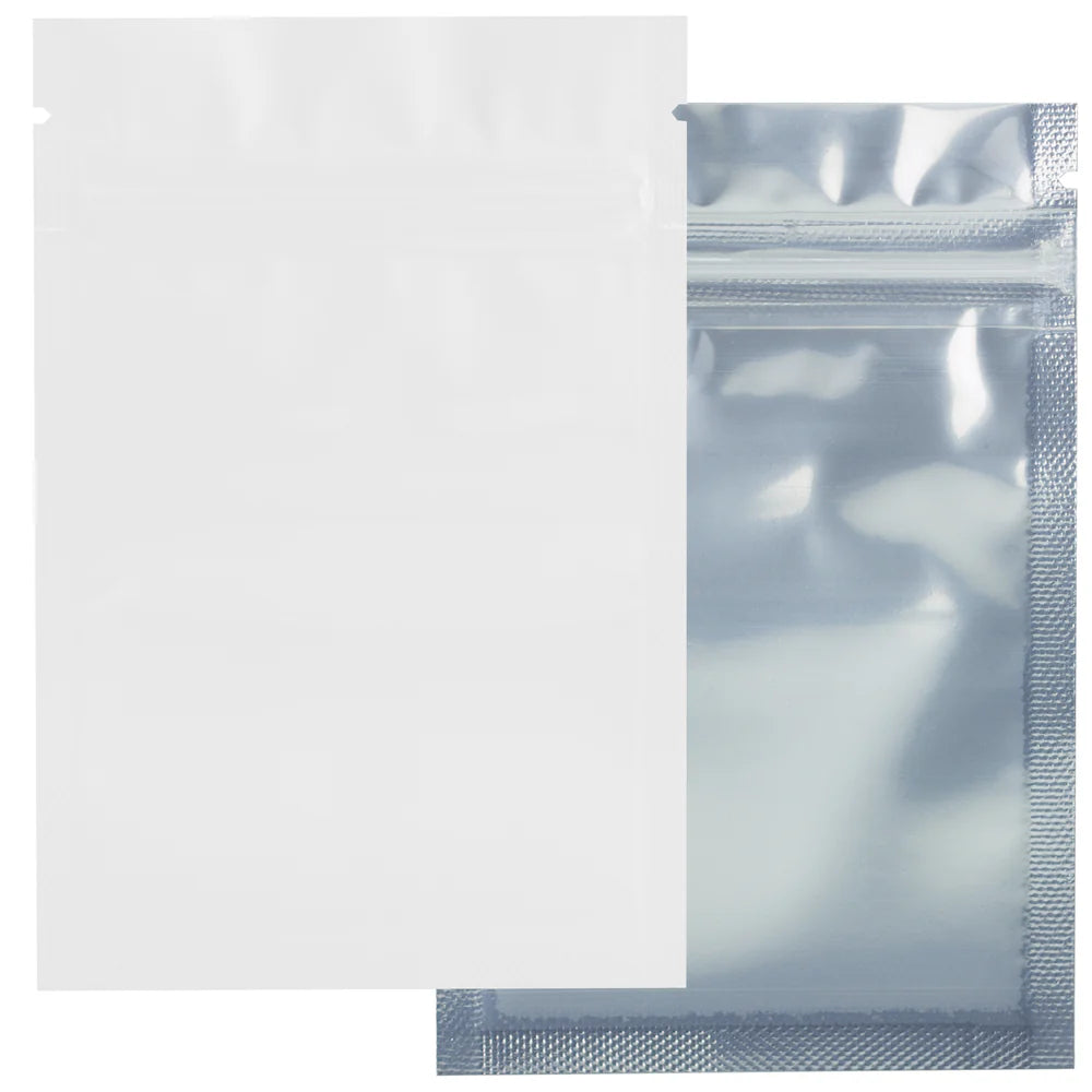 Mylar Bag 1G Single Zipper Clear White 50CT