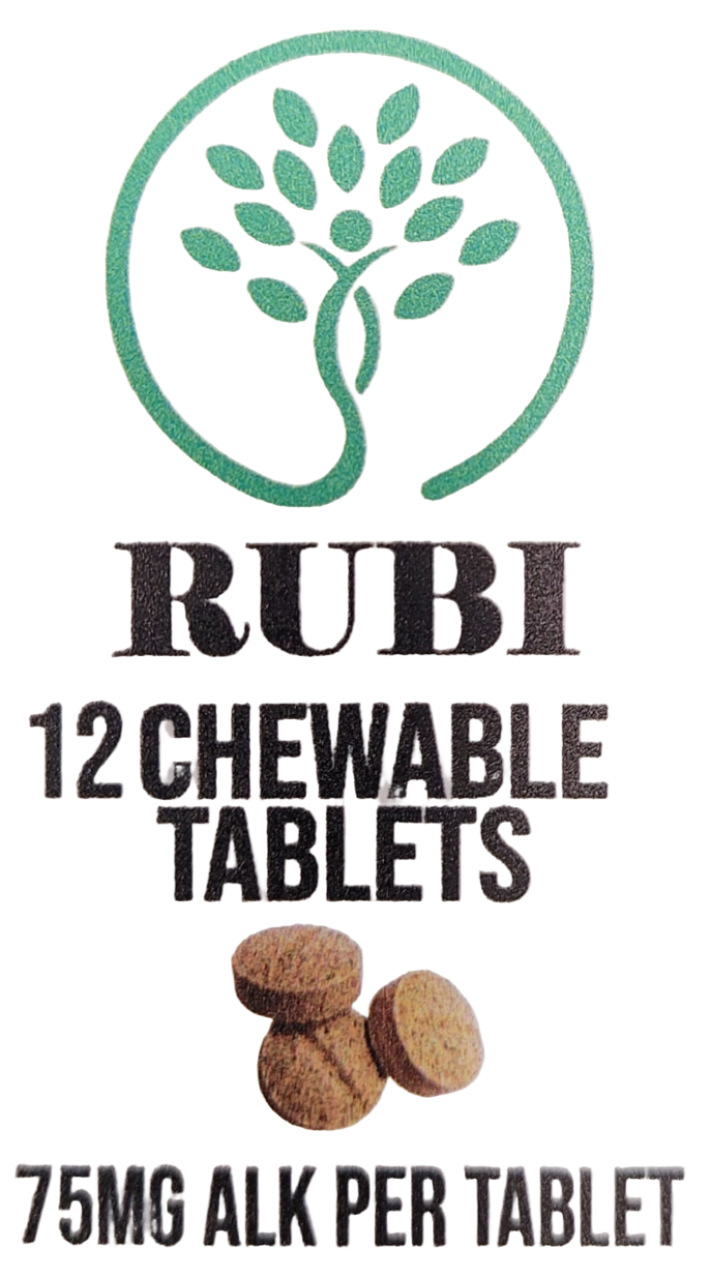 Rubi Kratom Chewable Tablets 12CT 75MG ALK Per-Tablet