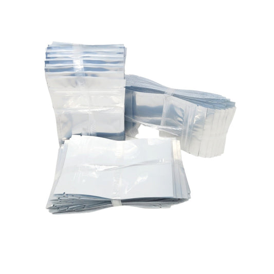 Mylar Bag 1/4OZ Opaque White Single Zipper 50CT