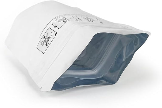 Mylar Bag 1/4OZ Opaque White Double Zipper 50CT