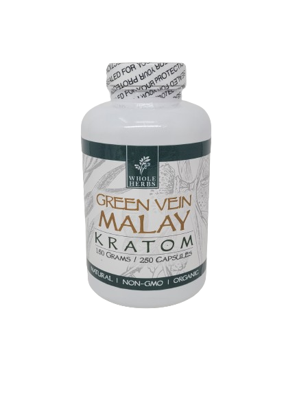 Whole Herbs Kratom Caps 250CT Malay Green