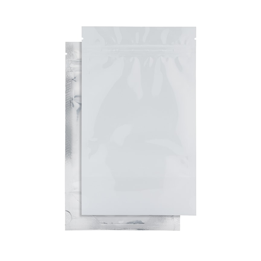 Mylar Bag 1/4OZ Clear White Single Zipper 50CT