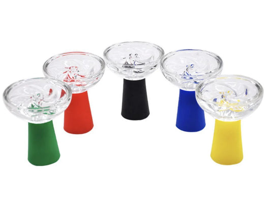 Hookah Funnel Bowl Silicone Base + Glass Top Mix