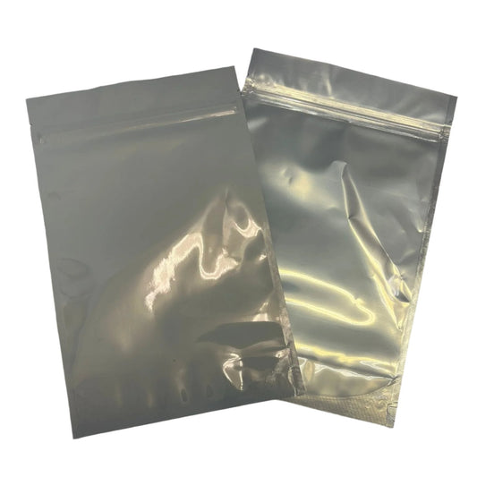 Mylar Bag 1OZ Clear White Single Zipper 50CT