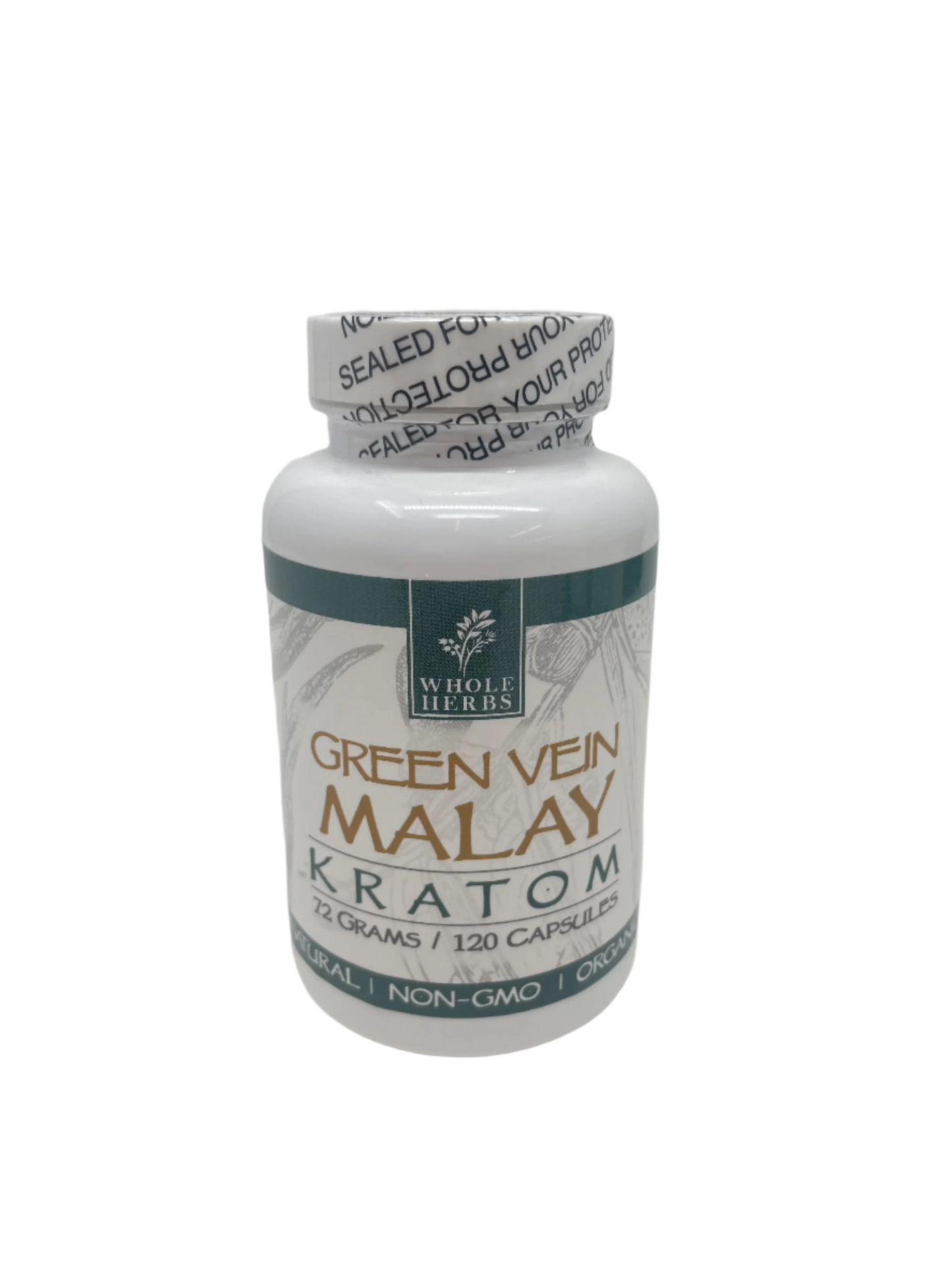 Whole Herbs Kratom Caps 120CT Malay Green