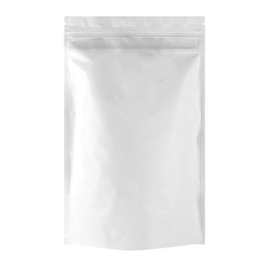 Mylar Bag 1OZ Opaque White Single Zipper 50CT