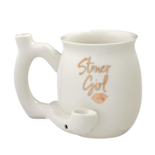 Handpipe Ceramic Mug Stoner Girl White