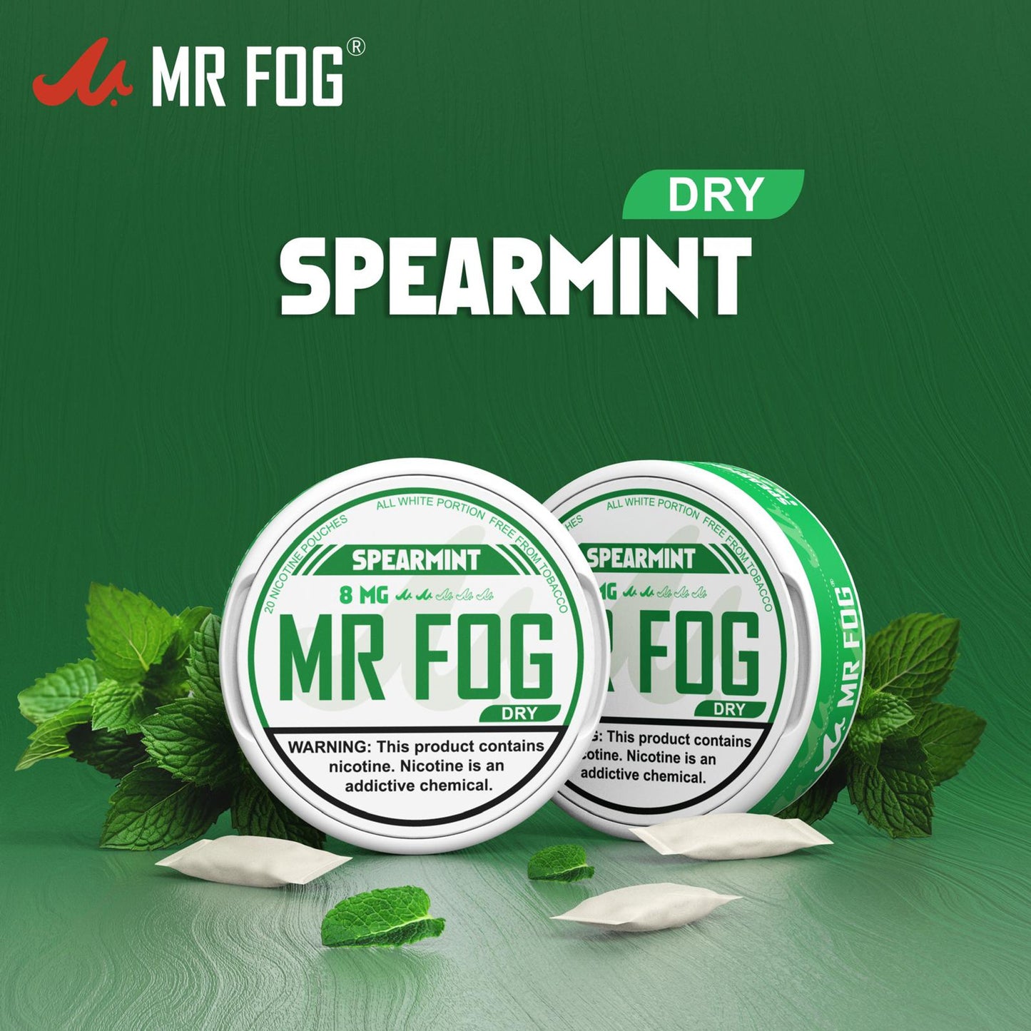 Mr Fog Nicotine Pouches 20CT Spearmint 8MG Dry