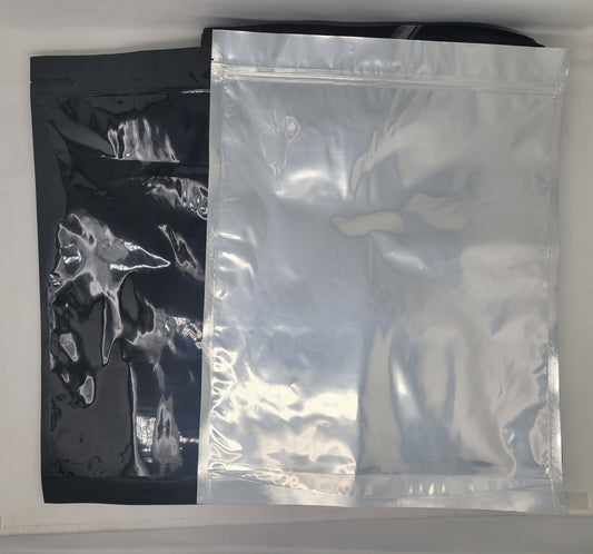 Mylar Bag 1LB Clear Black Single Zipper 50CT