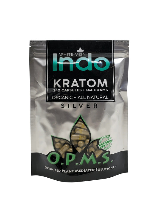 OPMS Kratom Caps 240CT Silver Indo White