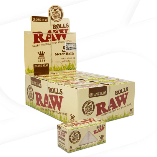 Raw Papers King Slim Organic Rolls 5 Meter 24CT