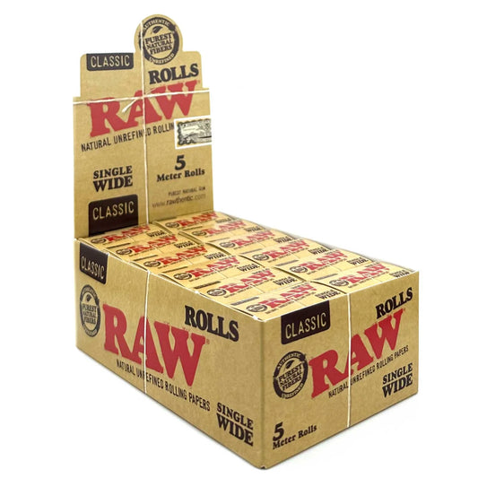 Raw Papers Single Wide Classic Rolls 5 Meter 24CT