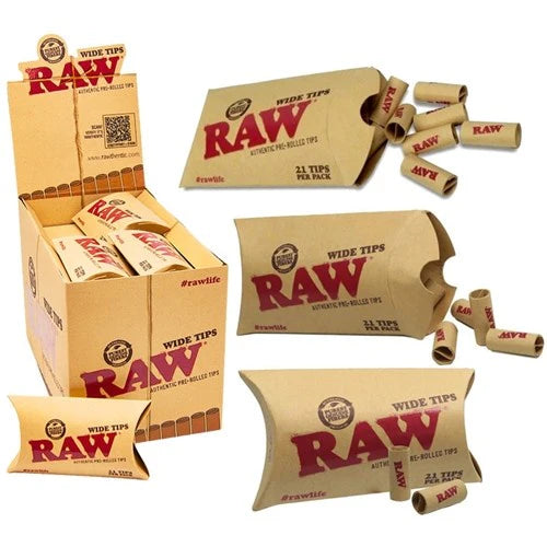 Raw Tips Wide Pre-Rolled 20CT