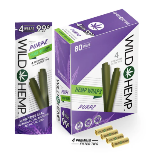 Wild Hemp Wraps 4CT Purpz 20CT Box