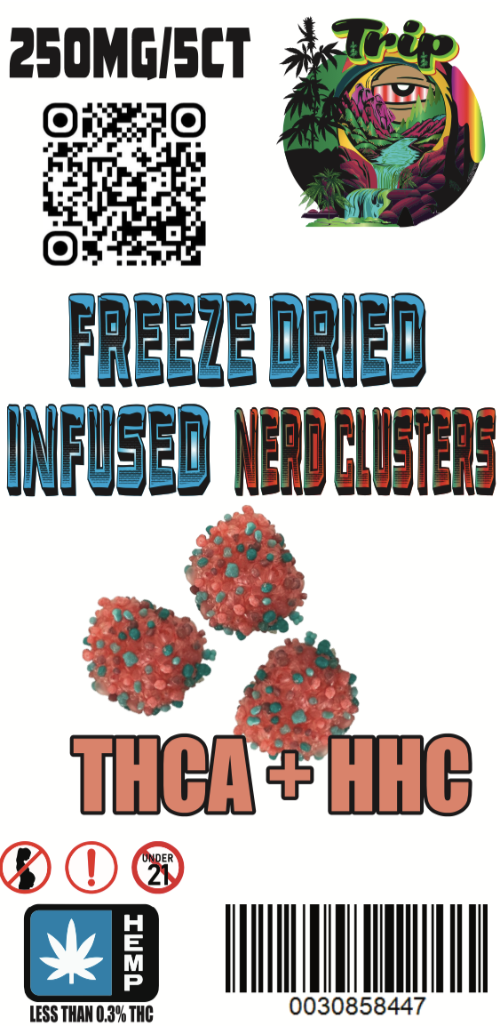 TRIP Freeze Dried Candy THCA & HHC 250MG Nerd Clusters 5CT / 1CT