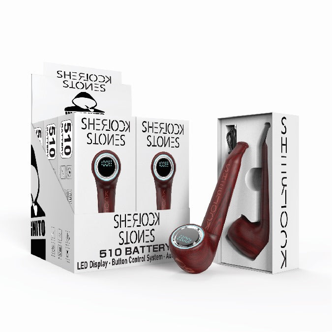 Incognito 510 Cart Battery Sherlock Stones Red Wood 6CT