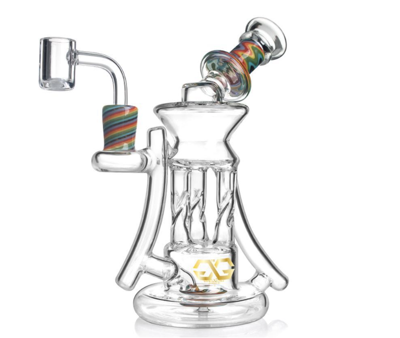 Glass Guru Waterpipe 8" Recycler Mixed Colors