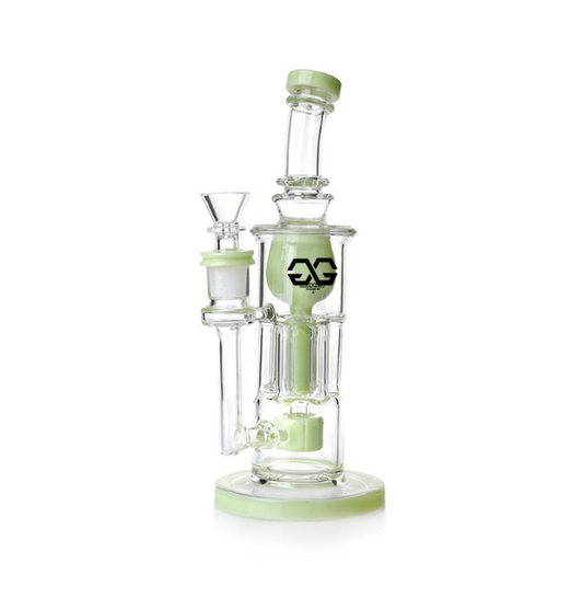 Glass Guru Waterpipe 9.2" Recycler w/ Percs Mixed Color