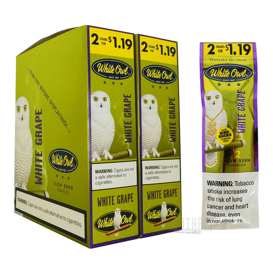 White Owl Cigarillos 2CT White Grape 30CT Box