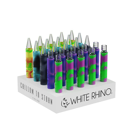 White Rhino Chillum - Straw Silicone w/ Glass Tip 25CT