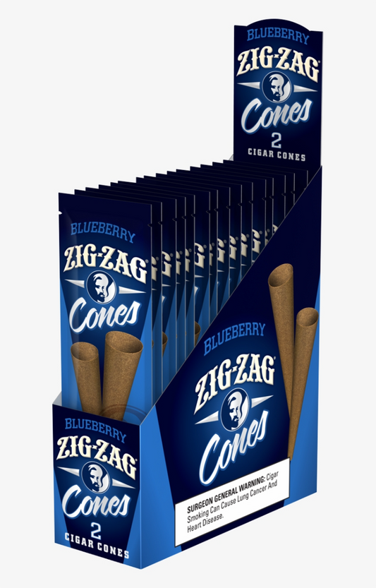 Zig Zag Cigar Cones 2CT Blueberry 15CT Box