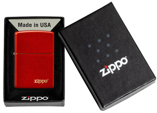 Zippo Lighter Metallic Red Lasered Logo