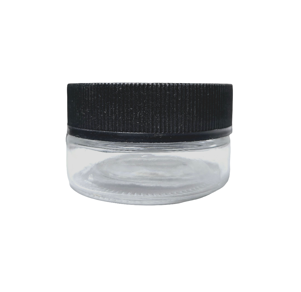 Jar 1oz Round Clear Black Ridges 200ct Case