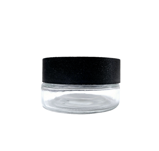 Jar 1oz Clear Black Flat Lid 200ct Case