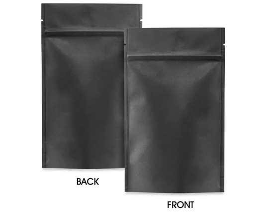 Mylar Bag 1/4OZ Opaque Black Single Zipper Pinch 50CT