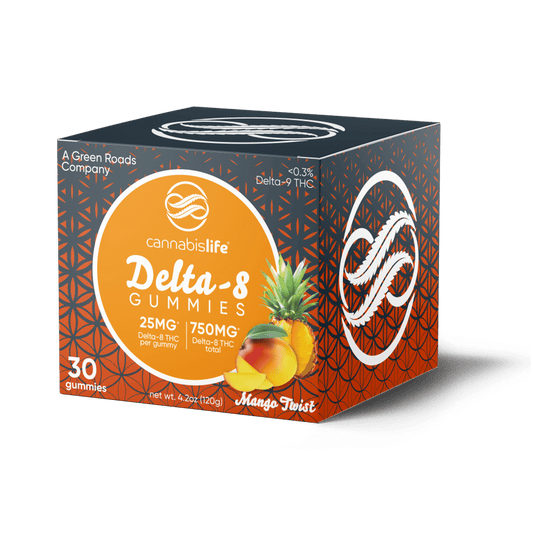 Cannabis Life Gummies D8 750MG Mango Twist 30CT