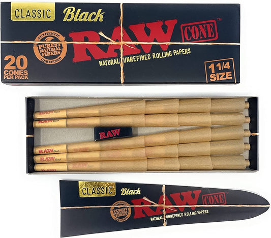 Raw cones 1 1/4 Black 20CT/ 12CT Box